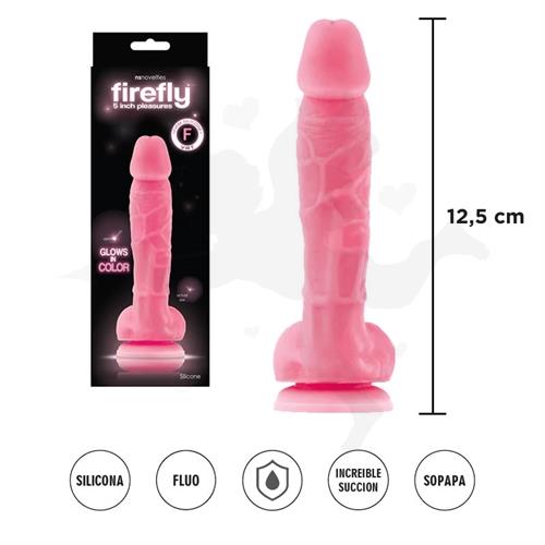 Dildo de silicona firme Firefly de 5 pulgadas en color rosa